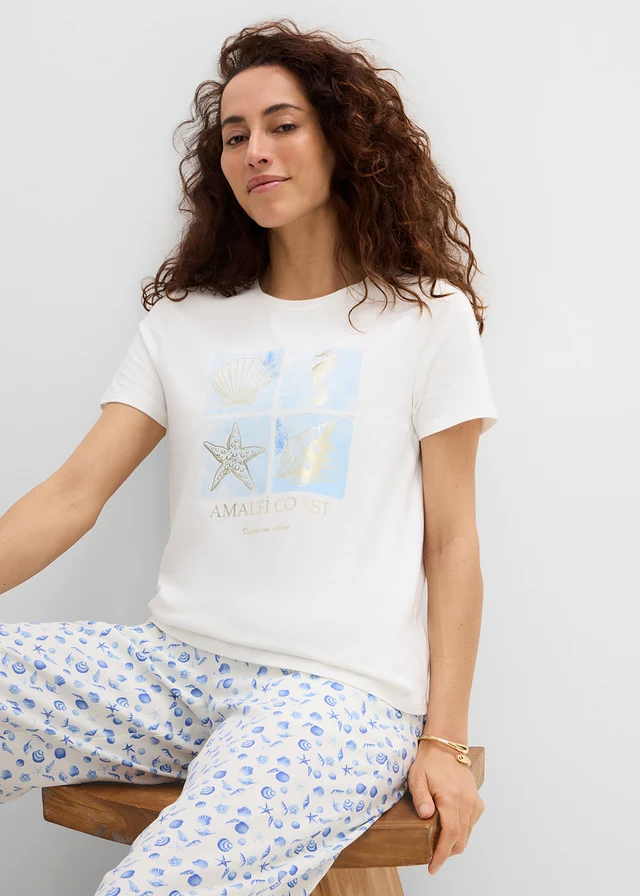 T-shirt en coton • écru/bleu clair imprimé • product-page.page-title-suffix