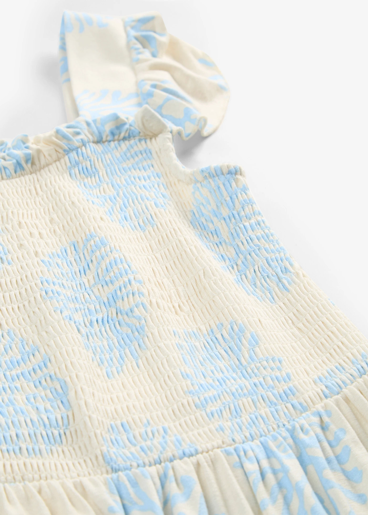 Rochie din jerse din amestec moale cu viscoză • ecru-bleu cu imprimeu • magazin bonprix