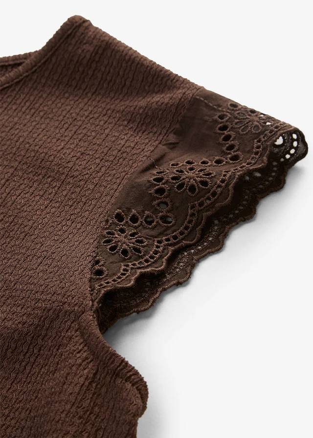 Mouwloos shirt van gestructureerde crêpe • donkerbruin • product-page.page-title-suffix