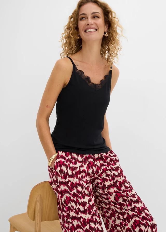 Top cu dantelă (set/2 buc.) • ecru+negru • magazin bonprix