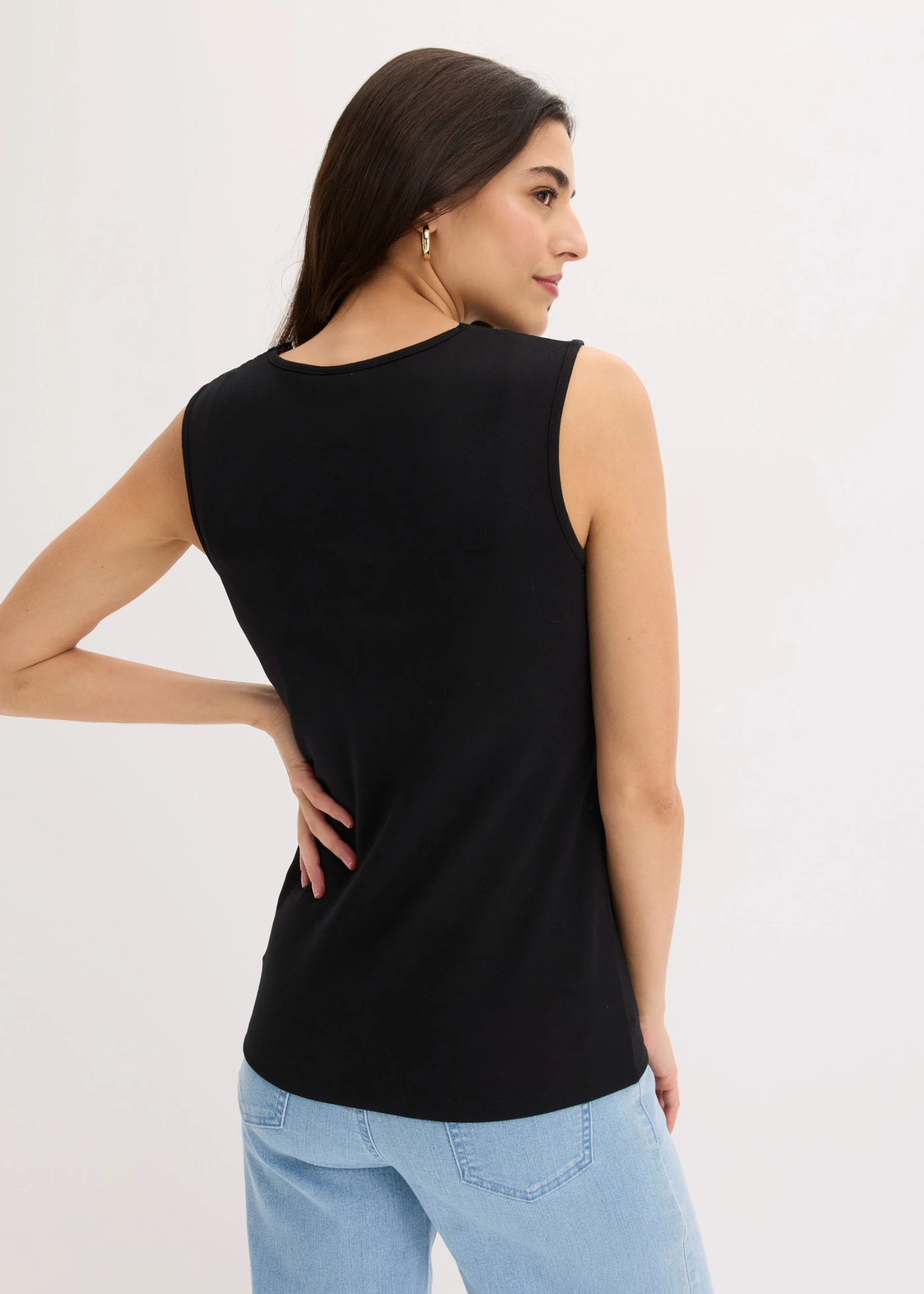 Bluză fără mâneci cu dantelă • negru • magazin bonprix