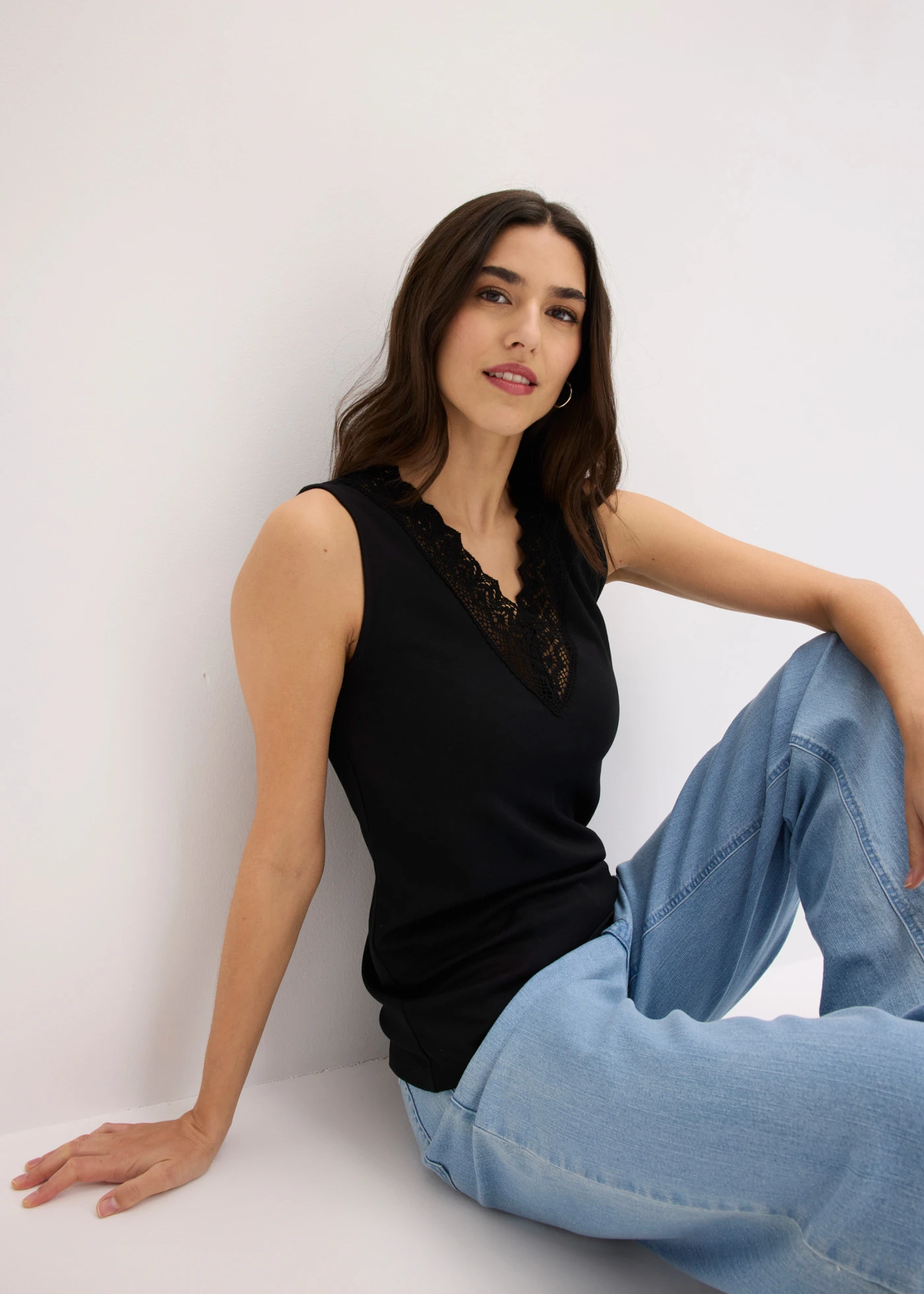 Top à dentelle • noir • Boutique bonprix