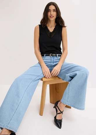 Shirt met kant • zwart • bonprix online shop