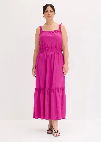 Dlouhé šaty ze strukturovaného žerzeje, barva: fuchsiově pink