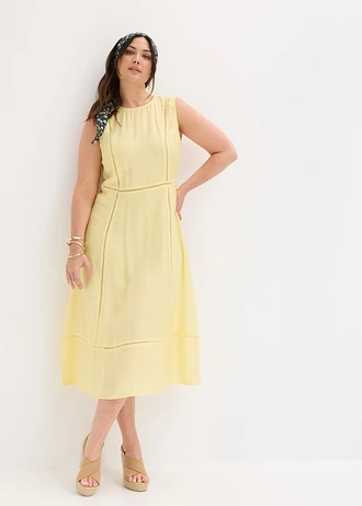 Robe midi douce, Couleur: jaune clair