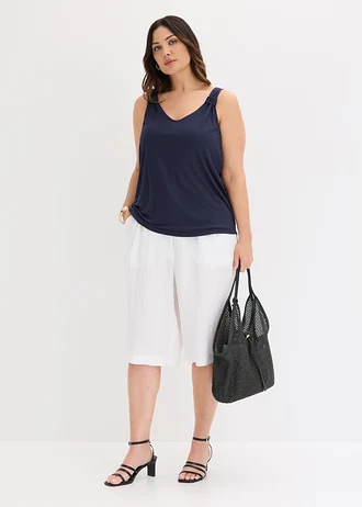 Top en jersey 100% viscose, Couleur: bleu foncé