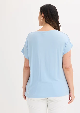 T-shirt doux en viscose extensible, Couleur: bleu clair