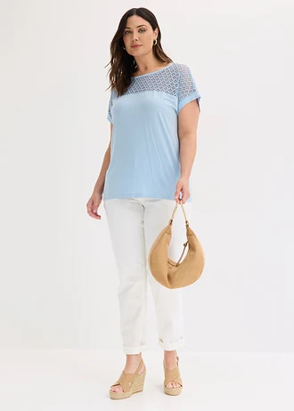 T-shirt doux en viscose extensible, Couleur: bleu clair
