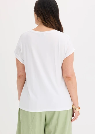 T-shirt en coton extensible, Couleur: blanc imprimé