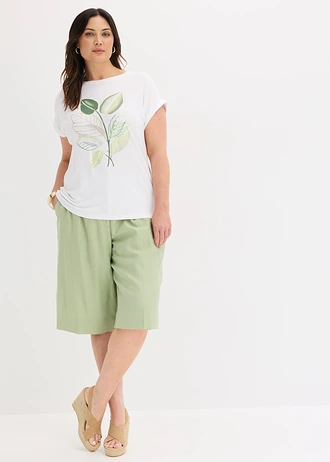 T-shirt en coton extensible, Couleur: blanc imprimé