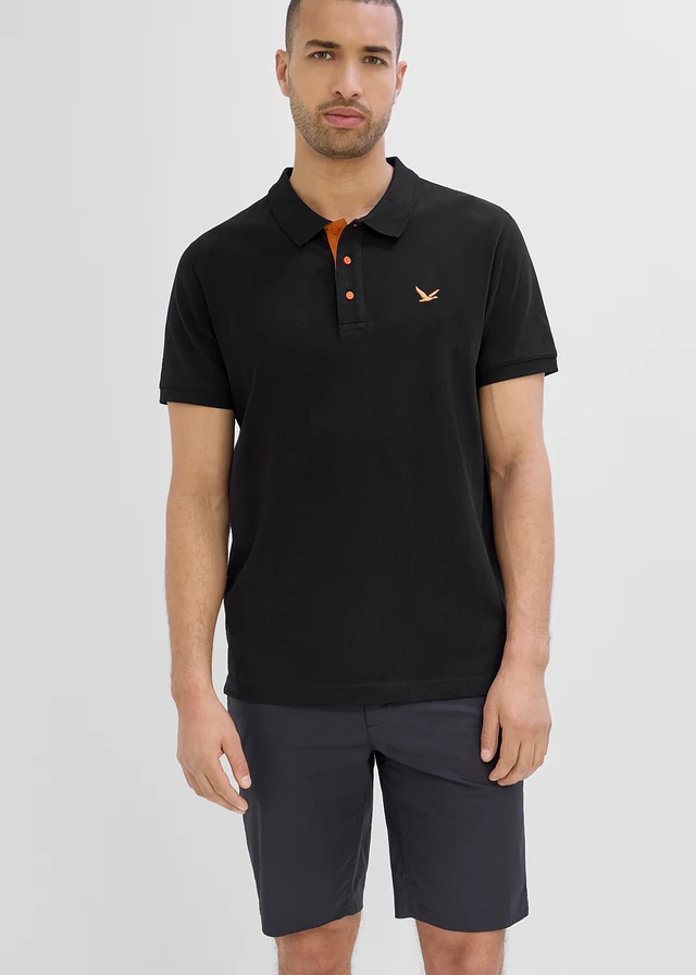 Piqué poloshirt van biologisch katoen • zwart/oranje • product-page.page-title-suffix