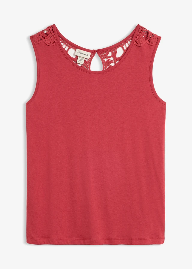 Top met kant, Kleur: kersenrood