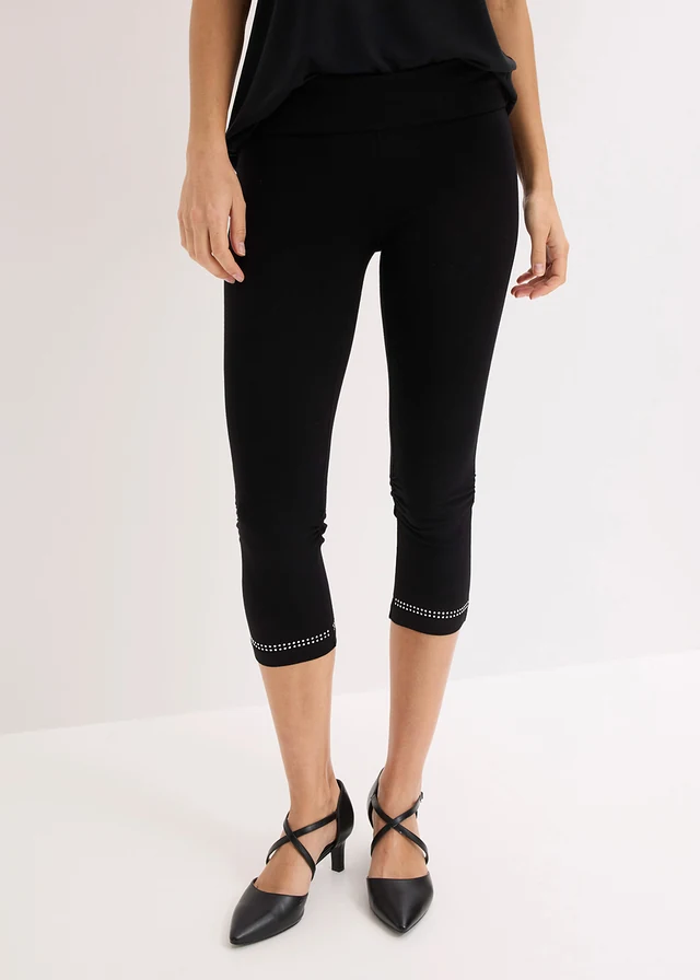 Capri legging met glitter (set van 2), Kleur: zwart