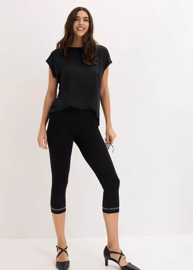 Capri legging met glitter (set van 2), Kleur: zwart