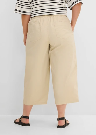 Pantalon barrel en coton extensible, Couleur: sable clair