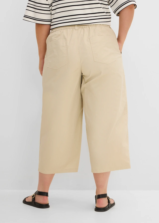 Barrel broek in een katoenmix, Kleur: lichtsand