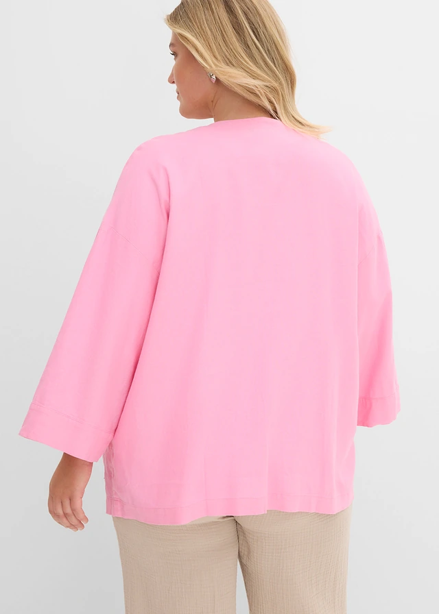 Veste kimono en lin mélangé, Couleur: rose