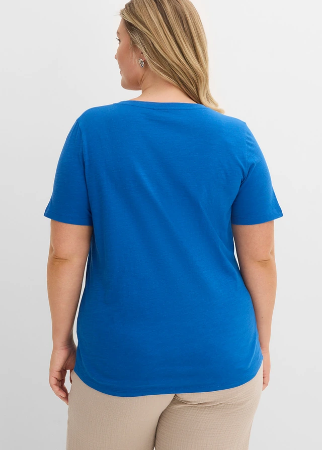 T-shirt coton à imprimé, Couleur: bleu azur imprimé