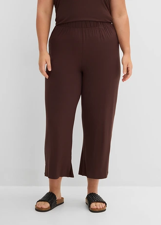 Pantalon en jersey viscose, Couleur: marron foncé