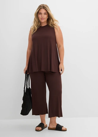 Pantalon en jersey viscose, Couleur: marron foncé