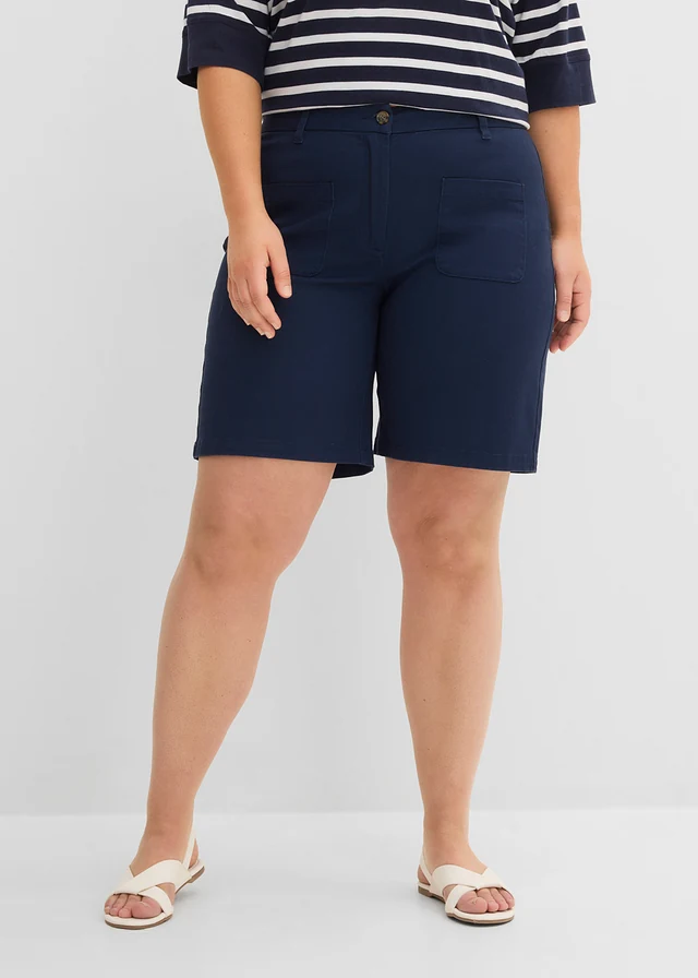 Bermuda en coton extensible, Couleur: bleu foncé