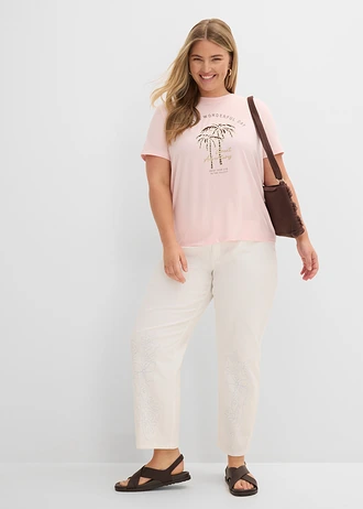 T-shirt à imprimé, Couleur: rose clair/marron foncé graphique