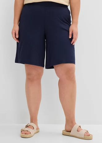 Bermuda en jersey viscose, Couleur: bleu foncé