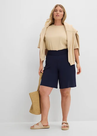 Bermuda en jersey viscose, Couleur: bleu foncé