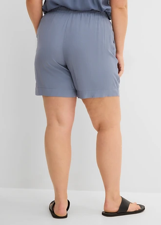 Short van viscose, Kleur: rookblauw