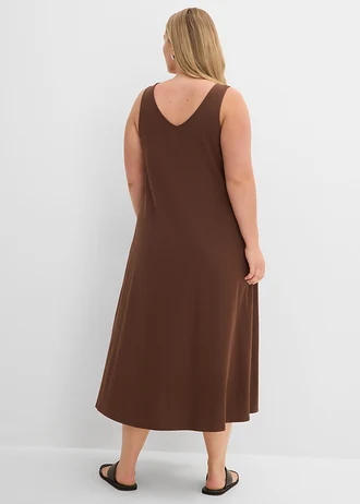 Jersey jurk van puur katoen, Kleur: bruin