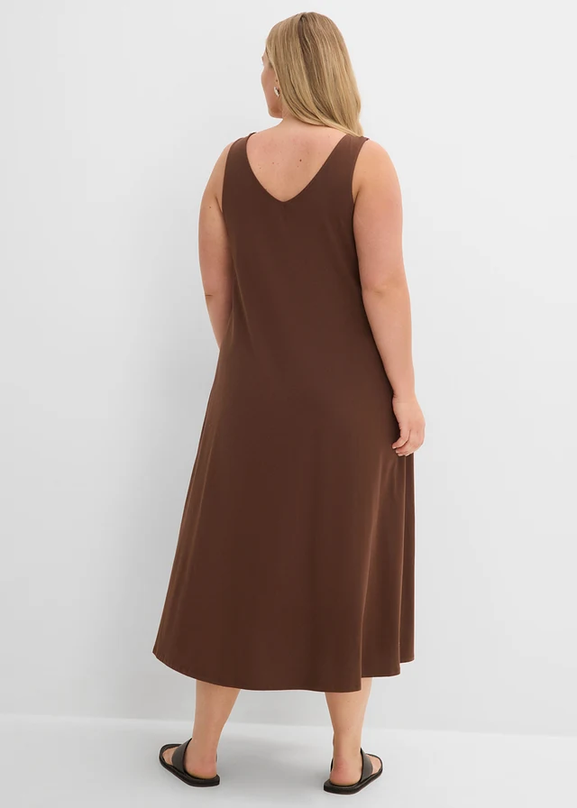 Robe en jersey 100% coton, Couleur: marron
