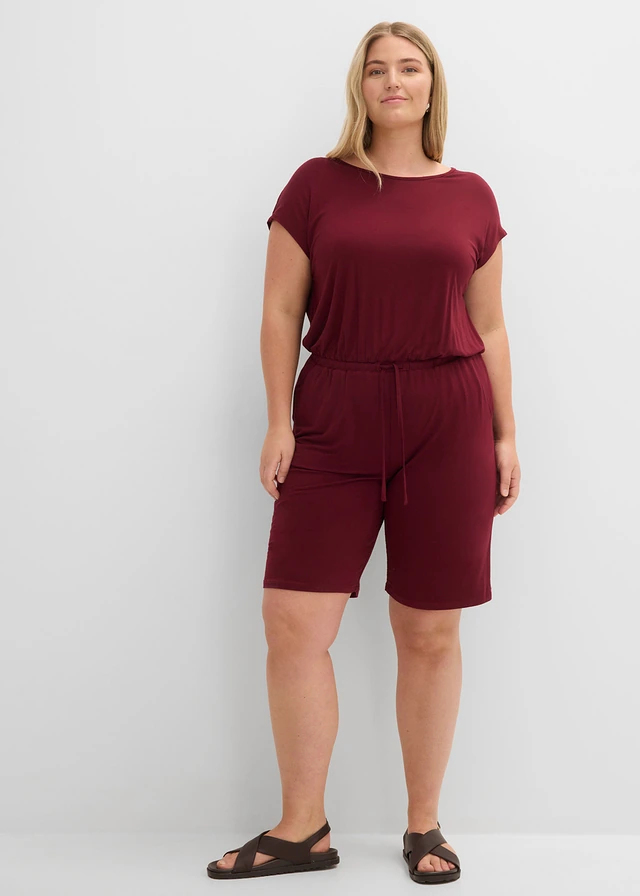 Combinaison douce en viscose extensible, Couleur: rouge érable