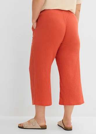 Pantalon large en gaze de coton, Couleur: rouge cannelle