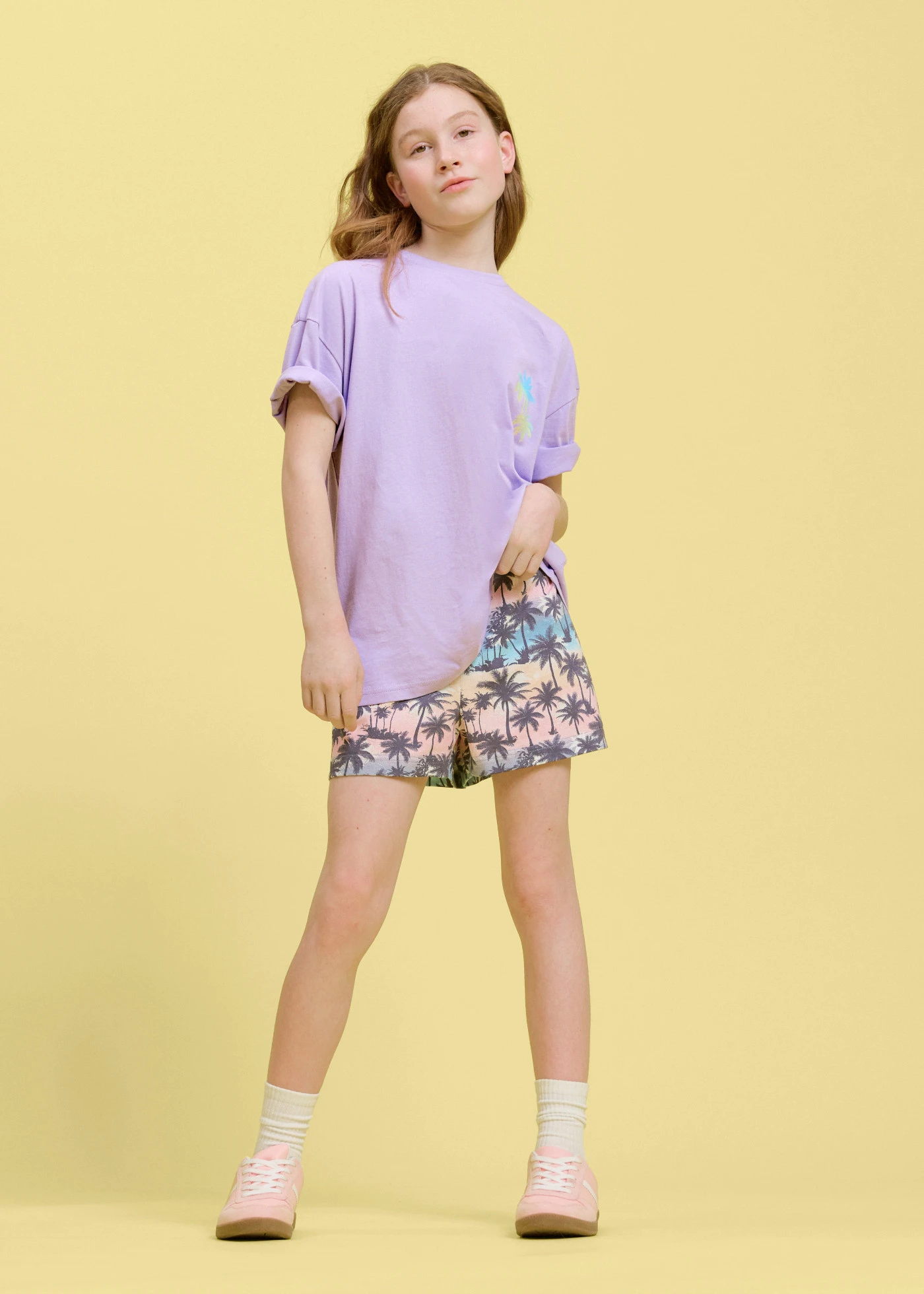 T-shirt oversize 100% coton • mauve imprimé • product-page.page-title-suffix