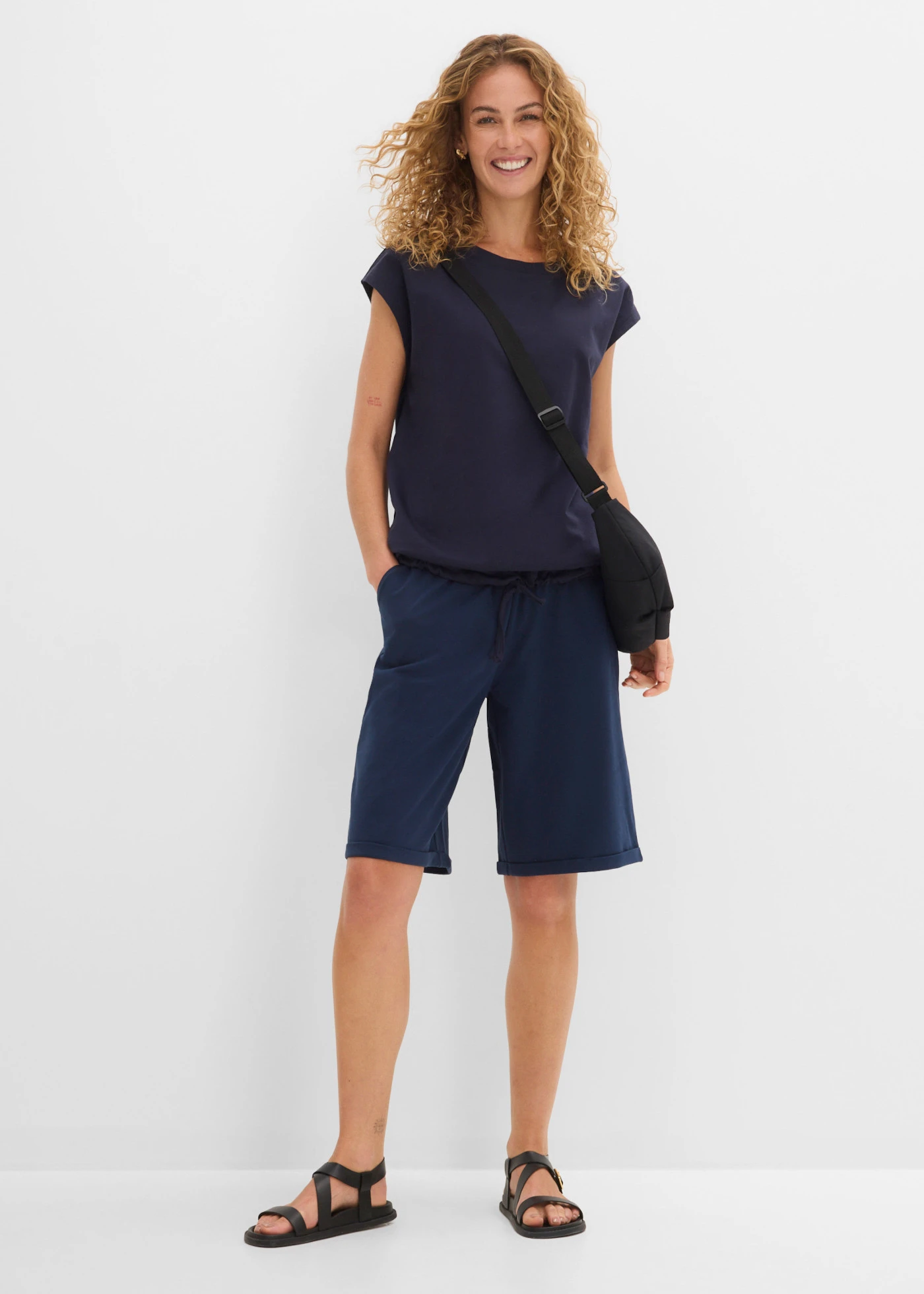 Sweatbermuda van katoen • donkerblauw • product-page.page-title-suffix