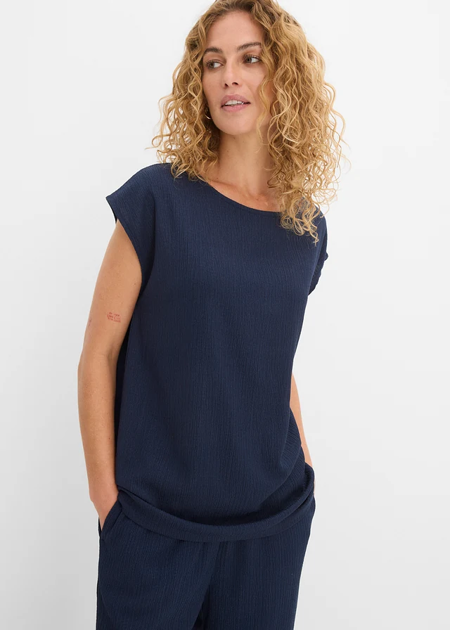 T-shirt en matière texturée • bleu foncé • product-page.page-title-suffix