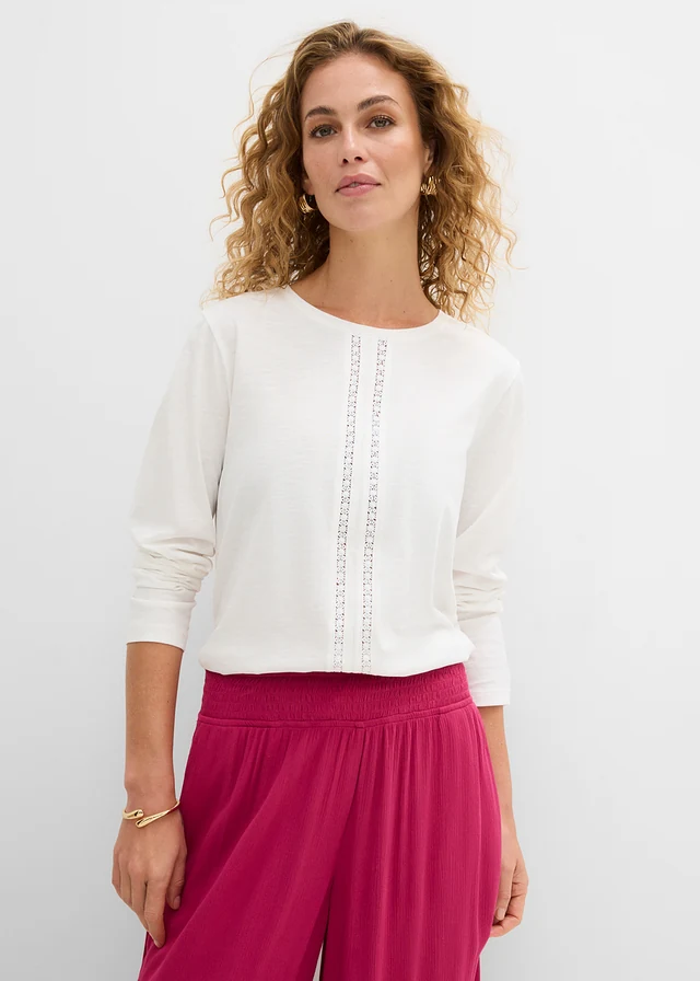 Krajkové tričko z čisté bavlny • přírodní bílá • bonprix obchod