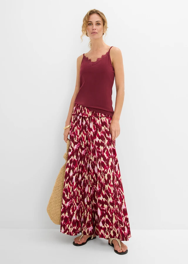 Topje met kant (set van 2), Kleur: esdoornrood+zwart