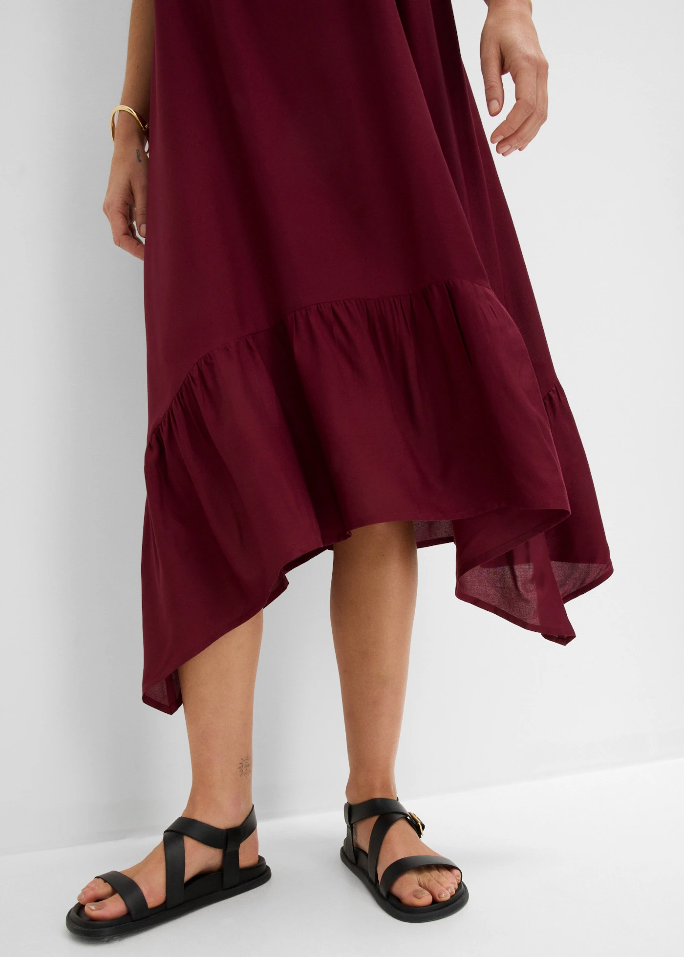 Midi jurk van soepele viscose • esdoornrood • product-page.page-title-suffix