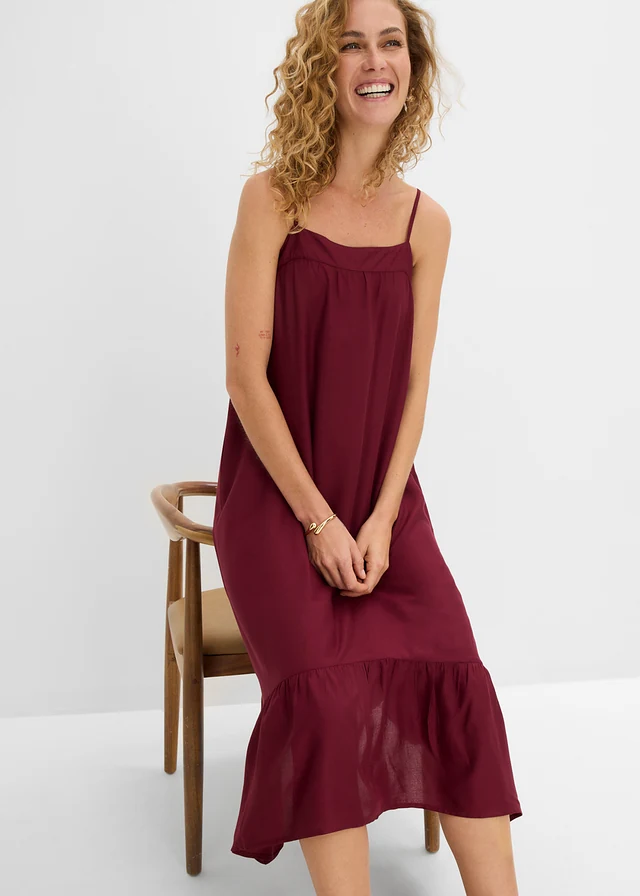 Rochie midi din viscoză fluidă • roșu arțar • magazin bonprix