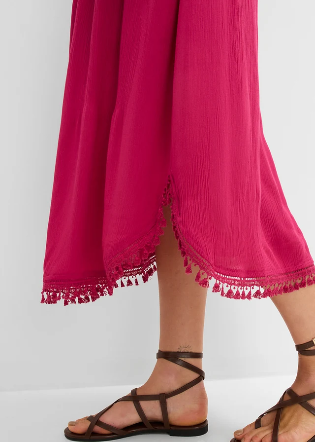 Robe longue en viscose texturée • magenta • product-page.page-title-suffix