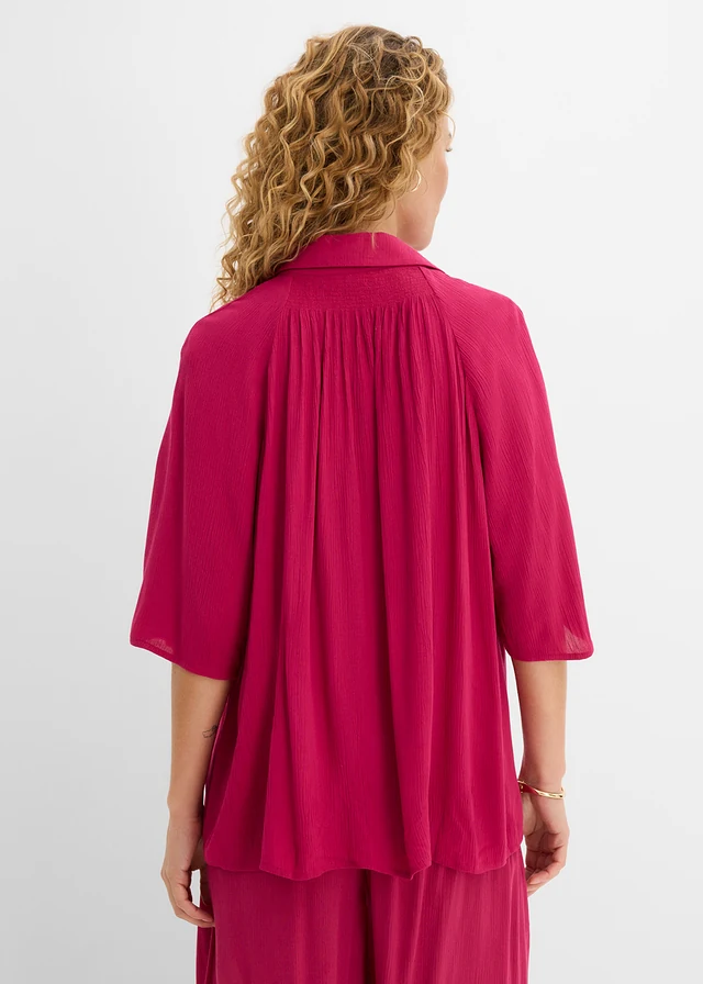 Bluzka oversize ze strukturalnej wiskozy • jeżynowy • sklep bonprix