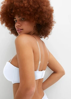 Lot de 2 soutiens-gorge coton multi-positions à armatures, Couleur: blanc + noir