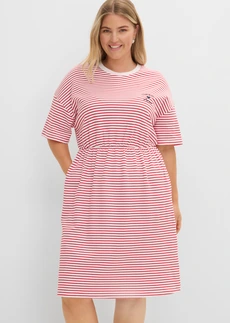 Robe en jersey 100% coton, Couleur: rouge/blanc rayé