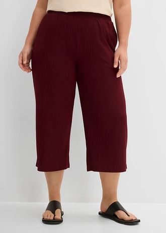 Geribde jersey broek met comfortabele tailleband, Kleur: esdoornrood