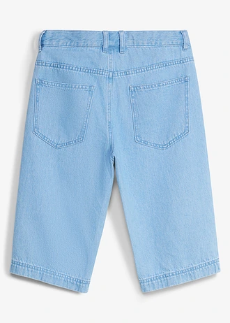 Dlouhé džínové bermudy s nastavitelným pasem, Loose Fit, barva: světle modrý denim
