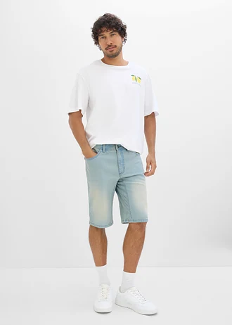 Tricou 100% din bumbac organic, Loose Fit, culoare: alb cu imprimeu