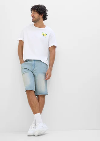 T-shirt z czystej bawełny organicznej, loose fit • biały z nadrukiem • sklep bonprix