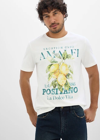 Tricou din bumbac organic 100%, culoare: ecru, cu imprimeu