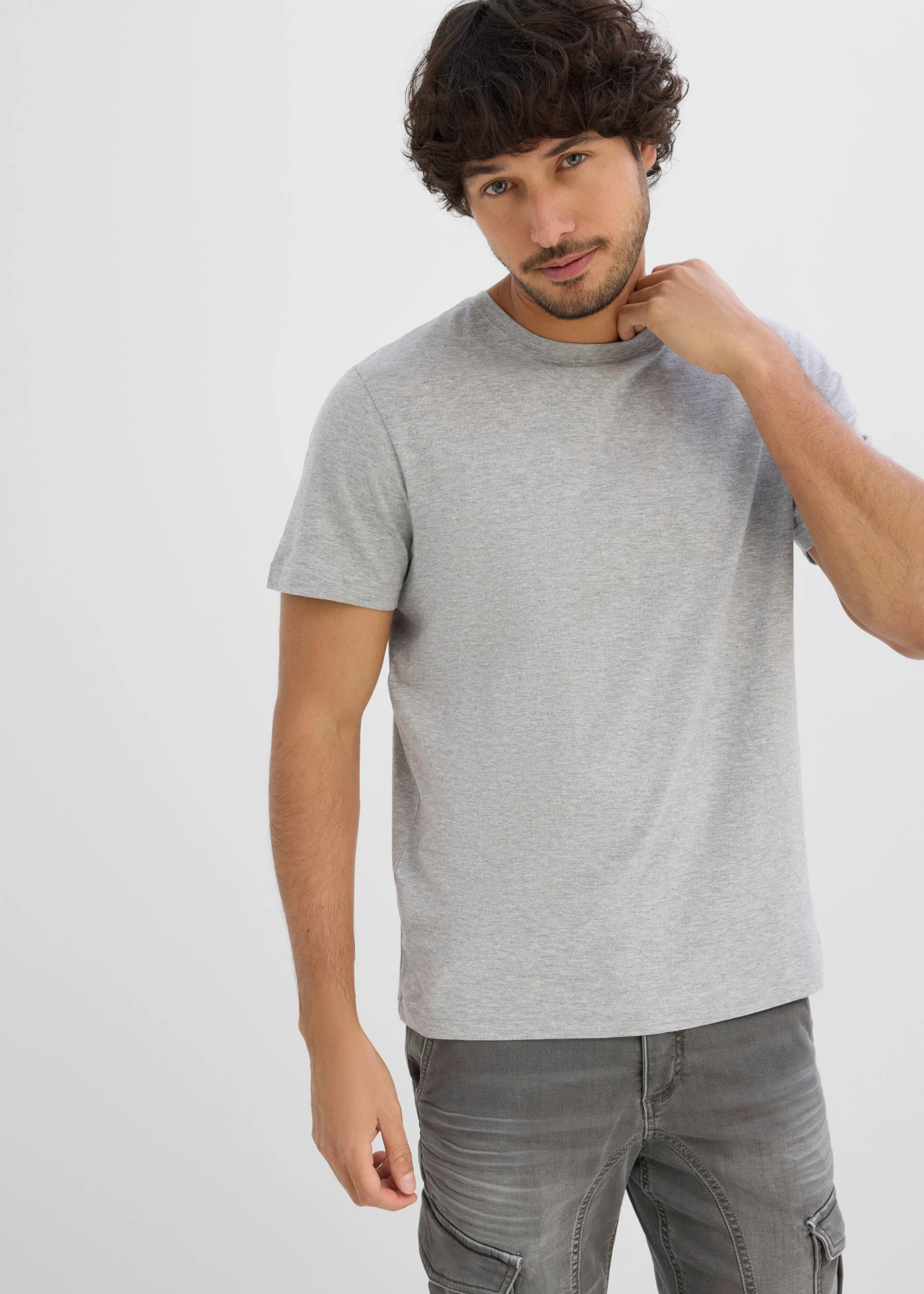 T-shirt (set van 3) • antraciet gemêleerd+lichtgrijs gemêleerd+zwart • bonprix online shop